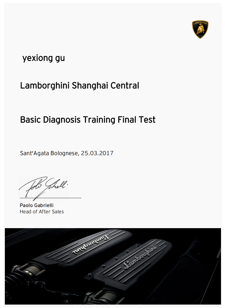 兰博基尼 Basic Diagnosis 培训认证